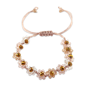 Top facet enkelbandjes bloem Multicolour pink-transparent