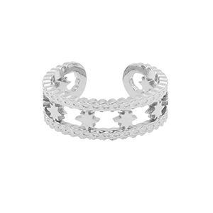 Roestvrij stalen (RVS) Stainless steel ringen ster Zilver