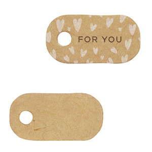 Sieraden kaartjes "for you" hearts Brown