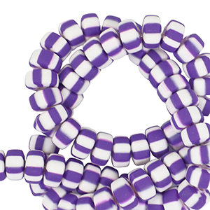 Polymeer kralen rondellen 7mm White-purple