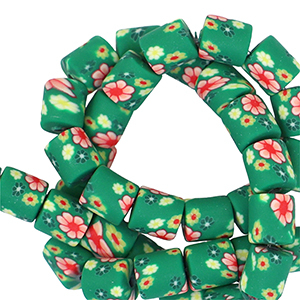 Polymeer kralen 6mm flower Green-multicolour
