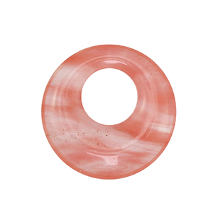 Natuursteen hangers glas donut 30mm Pink-transparent