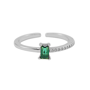 Brass TQ metaal ring zirkonia Silver-green