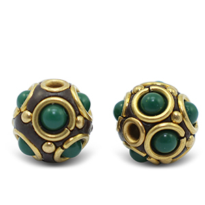 Bohemian kralen Green-antique gold