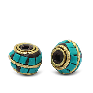 Bohemian kralen Turquoise-antique gold
