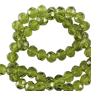 Top Facet kralen 6x4mm disc Dark lime green