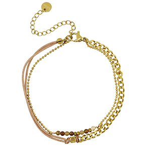 Roestvrij stalen (RVS) Stainless steel armbanden duo layer Gold-brown