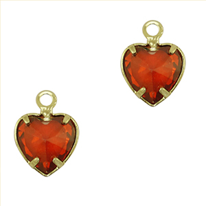 Hangers van Crystal Glass hart Red-gold