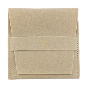 Sieraad zakje heart Latte beige-gold