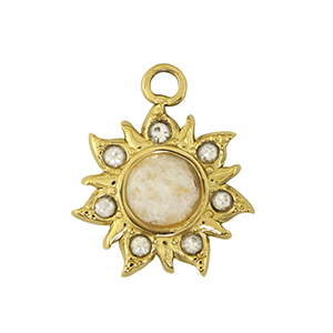 Roestvrij stalen (RVS) Stainless steel bedel bloem Gold / White