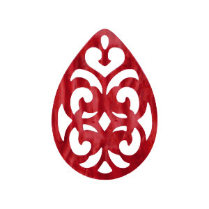 Resin hangers druppel barok 38x27mm Chilli red