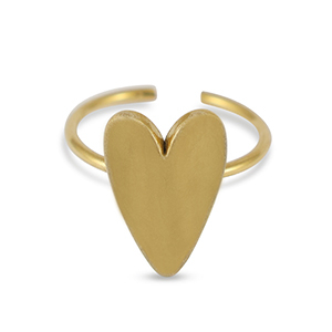 Roestvrij stalen (RVS) Stainless steel ringen enamel hart Gold