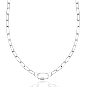 Roestvrij stalen (RVS) Stainless steel schakelkettingen ovaal sluiting Zilver
