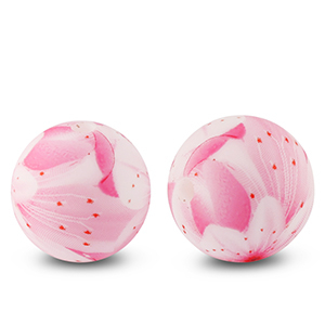 Siliconen kralen 15mm rond bloem Pink