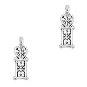 Bedels DQ metaal hart Antiek zilver (nikkelvrij)