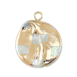 Zoetwaterparels bedel rond Gold-Natural white