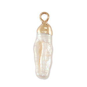 BQ Zoetwaterparels bedel tooth Gold-Natural white