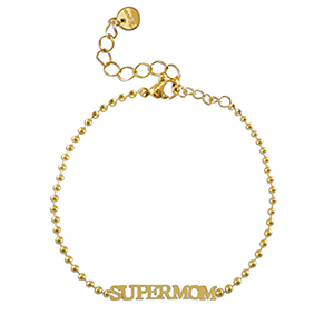 Roestvrij stalen (RVS) Stainless steel armbanden ''SUPERMOM'' Gold
