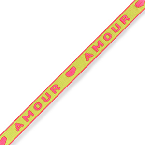Lint met tekst "amour" Neon green-pink