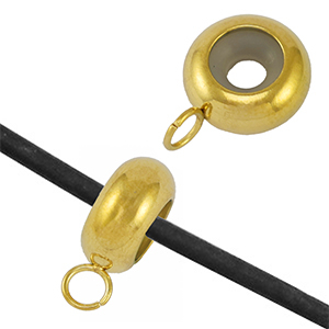 Roestvrij stalen (RVS) Stainless steel onderdelen smart bead stopper met oogje Gold