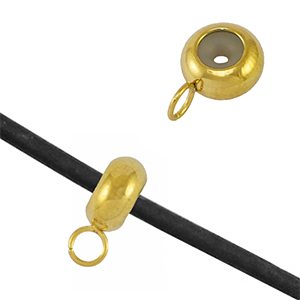 Roestvrij stalen (RVS) Stainless steel onderdelen smart bead stopper met oogje Gold