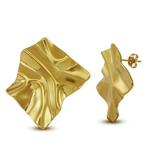 Roestvrij stalen (RVS) Stainless steel oorbellen / oorstekers vierkant Gold