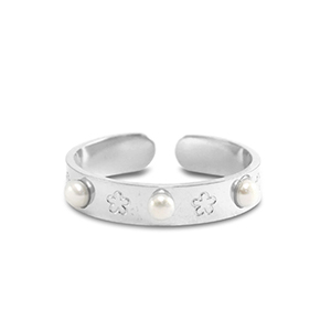 Roestvrij stalen (RVS) Stainless steel ringen parels Silver