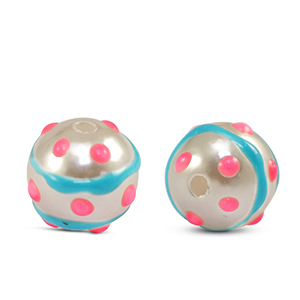 Acryl kralen dots Pearl-blue pink