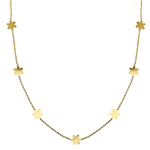 Roestvrij stalen (RVS) Stainless steel kettingen bloem Gold
