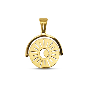 Roestvrij stalen (RVS) Stainless steel bedels rotate zon Gold