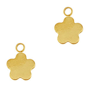 Roestvrij stalen (RVS) Stainless steel bedels bloem Gold