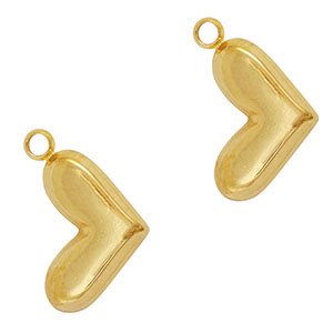 Roestvrij stalen (RVS) Stainless steel bedels hart Gold