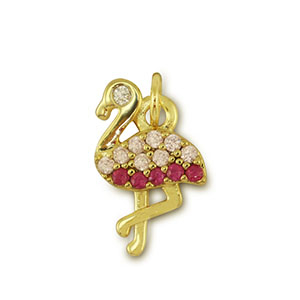 Brass TQ metaal bedels flamingo Gold-pink