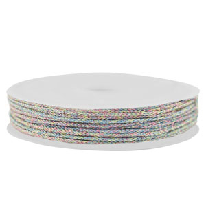 Macram&eacute; draad gevlochten 1mm Multicolour metallic