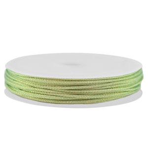 Macram&eacute; draad gevlochten 1mm Light green-gold metallic