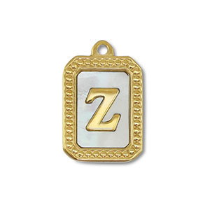 Roestvrij stalen (RVS) Stainless steel bedel schelp letter Z Gold-white (natuurlijke kleur)