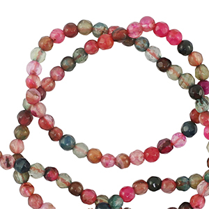 Natuursteen kralen 3mm facet geslepen Multicolor pink-green