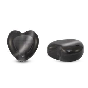 Glaskralen Cat's eye hart Anthracite