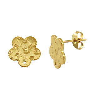 Roestvrij stalen (RVS) Stainless steel oorbellen / oorstekers Gold