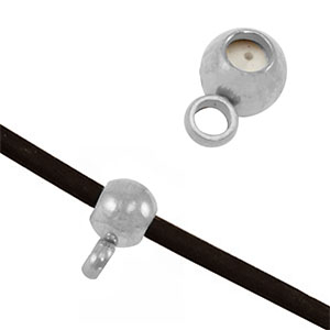 Roestvrij stalen (RVS) Stainless steel onderdelen smart bead stopper met oogje Silver