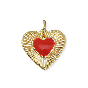Brass TQ metaal bedels hart Gold-red