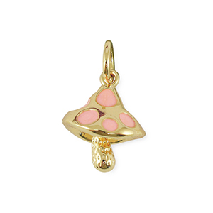Brass TQ metaal bedels paddenstoel Gold-light pink