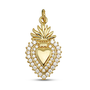 Brass TQ metaal bedels zirkonia hart Gold