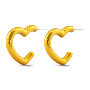 Trendy oorbellen hart Golden yellow