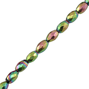 Hematite kralen ovaal 5mm facet geslepen Green-pink-AB coating