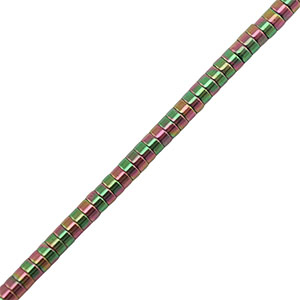 Hematite kralen disc 2mm Green-pink-AB coating