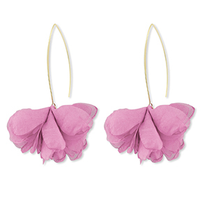 Trendy oorbellen chiffon bloem Mauve pink-gold