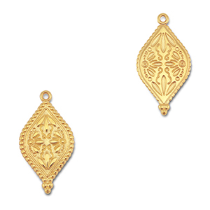 Bedels DQ metaal ovaal met bloem Goud (Nikkelvrij)