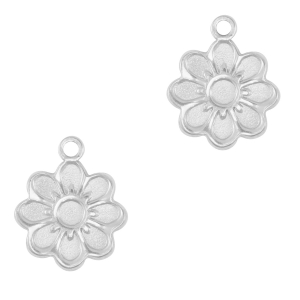 Roestvrij stalen (RVS) Stainless steel bedels bloem Silver