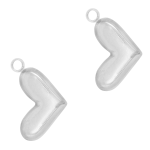 Roestvrij stalen (RVS) Stainless steel bedels hart Silver
